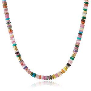 KissYan Boho Beaded Choker Necklace for Women, Gemstone Necklace Natural Stone F